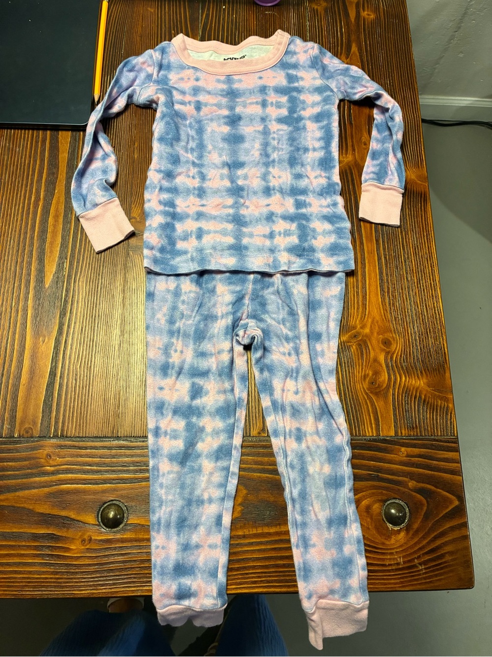 Kids Tie-Dye Blue & Pink Long-Sleeve Pajama Set size 4